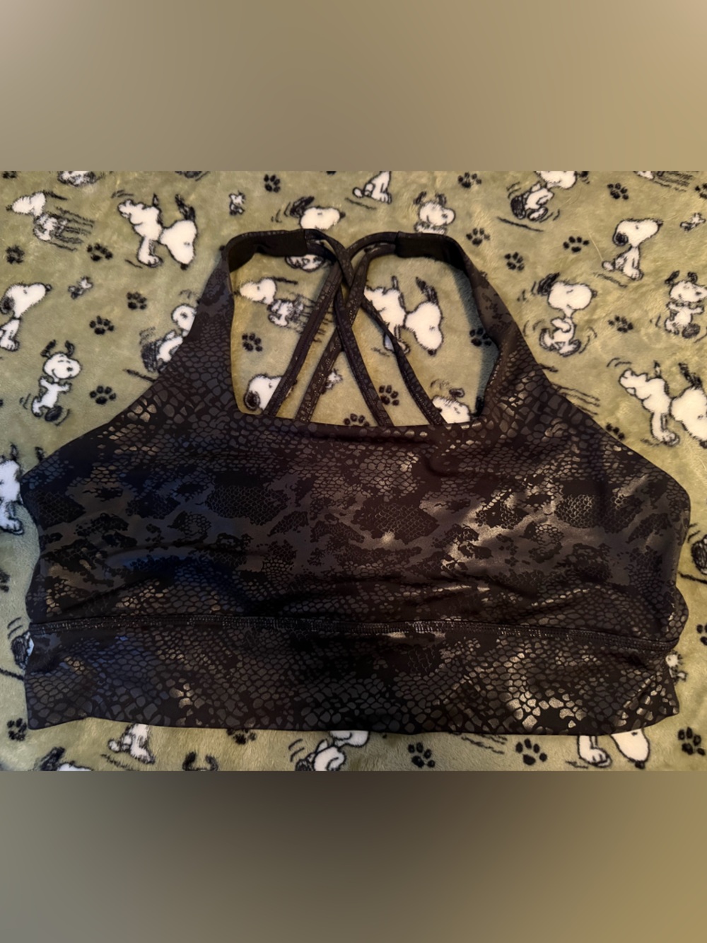 Black Snake-Print Strappy Sports Bra - Women